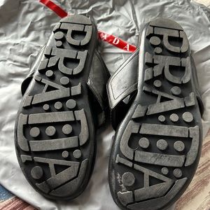 Men’s leather/nylon Prada flip-flops